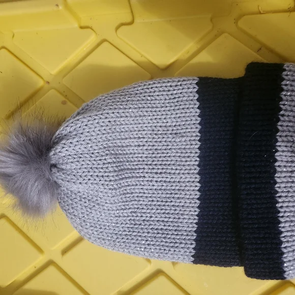 Gray and Black Kids Pom-Pom Hat - Picture 1 of 1